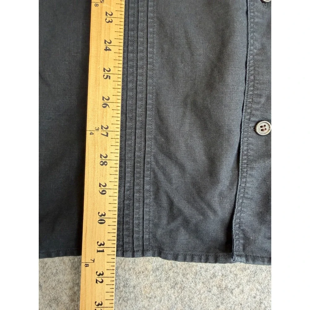 Banana Republic Linen Blend SS Safari Shirt Mens XL Tall Black Coastal Guayabera